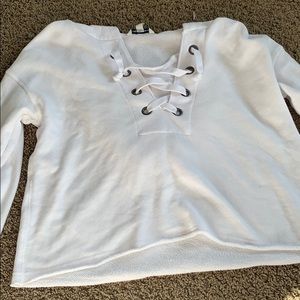 white long sleeve cropped sweater